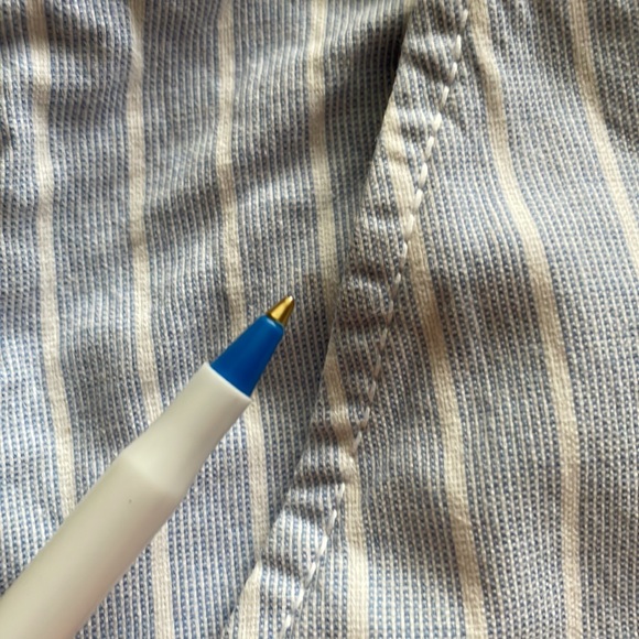 H&M LOGG Blue and White Pinstripe Shorts Cuffed Leg Cotton Size 8 - Picture 9 of 12